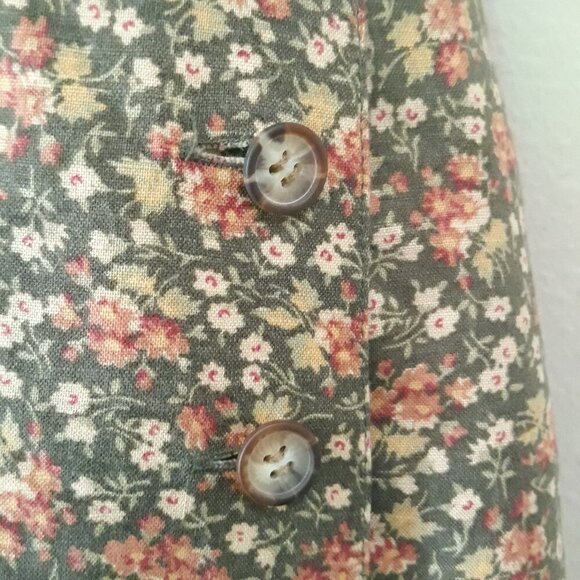 Vtg Chaus Sport Linen Blend Calico Floral Vest Midi Skirt Set 8 Cottagecore Fall - Picture 4 of 10